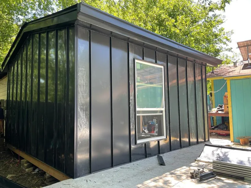 Black standing seam metal wall panels for Metal Roof Installation in Easton